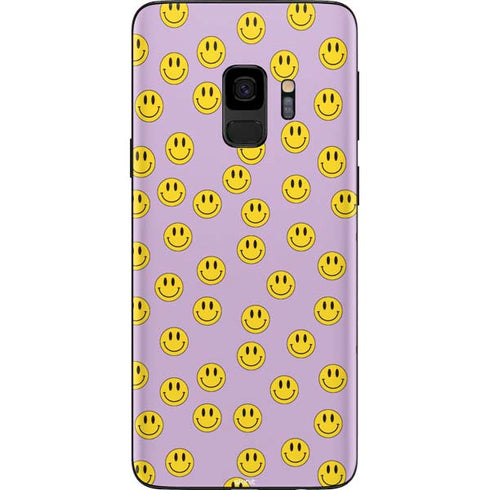 Purple Happy Face Pattern Galaxy S9 Skin